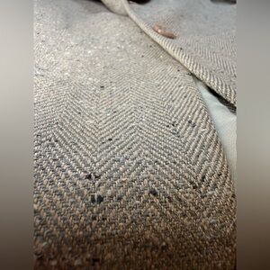 London Fog Mens Tweed Jacket 50L Brown Gray Herringbone Silk Sport Coat Blazer